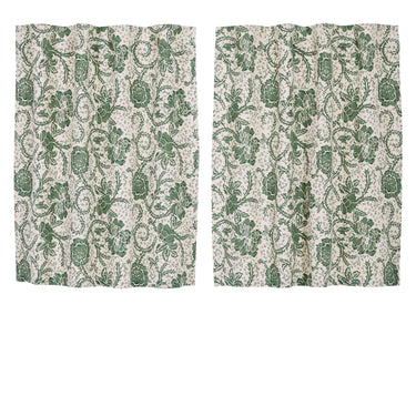 Dorset Green Floral Tier Curtain Set of 2 L24xW36 VHC Brands - The Fox Decor